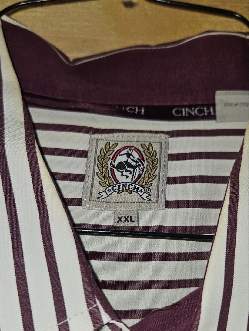 Cinch Men's Western Maroon/White Vertical Stripes XXL
